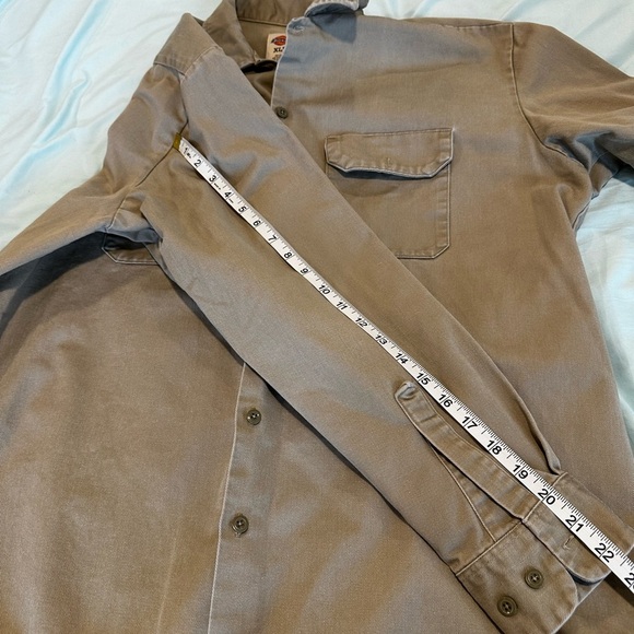 Dickies XL TALL Industrial Heavyweight Long Sleeve Men's Shirt Beige. Workwear. - Picture 4 of 11